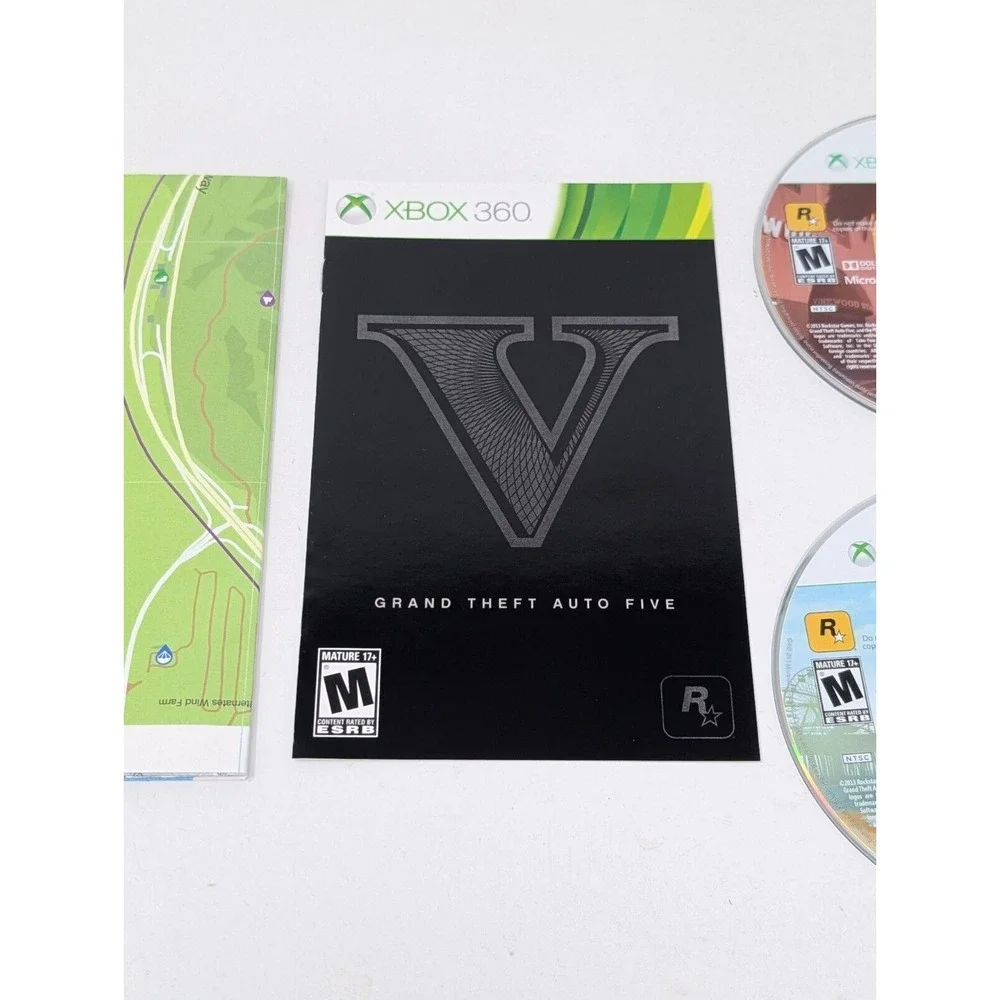 Grand Theft‎ Auto 5 V (Xbox 360, 2013) Complete Map + Manual - Tested